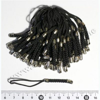 Шнурочек для брелка с плетением чёрный
