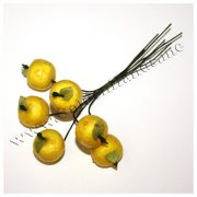 Яблочки 19 мм с листиком желтые на проволоке