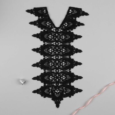Кружево пришивное «Воротник» 39,5 × 23 см, чёрный