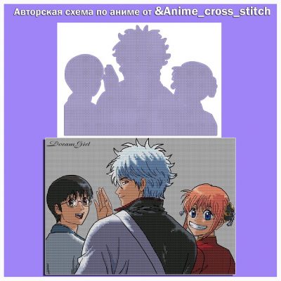 Основа под вышивку с перфорацией аниме “Гинтама и друзья”